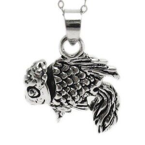 CUTE STERLING SILVER 3D FISH WITH MOVABLE HEAD, FINS & TAIL PENDANT